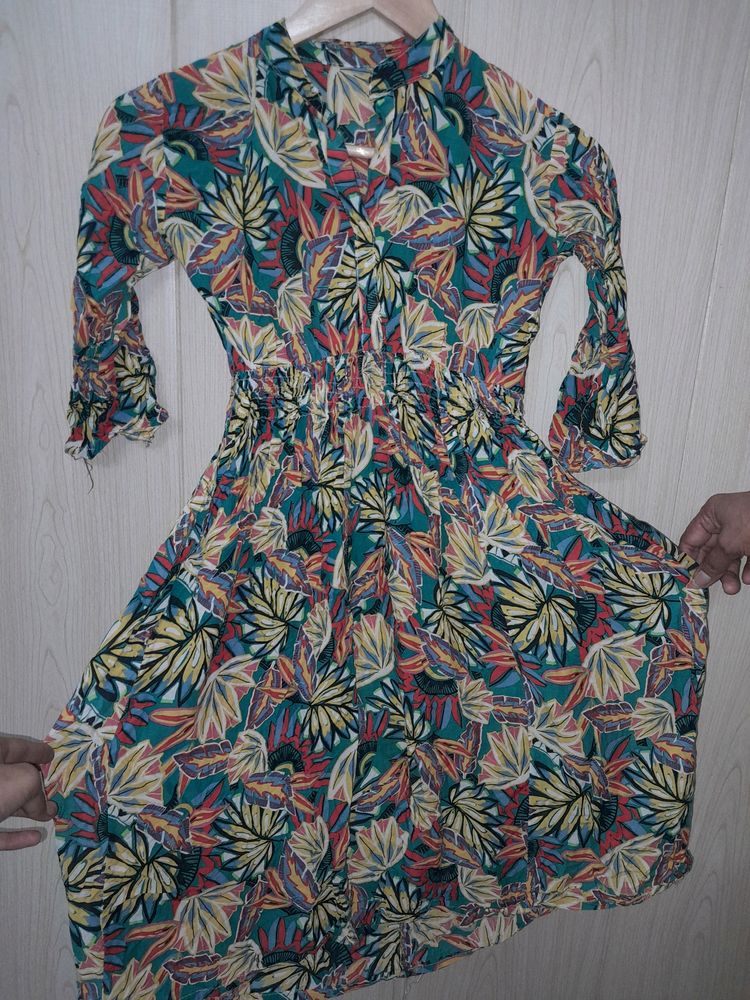 Beautiful Printed Frock Pure Cotton