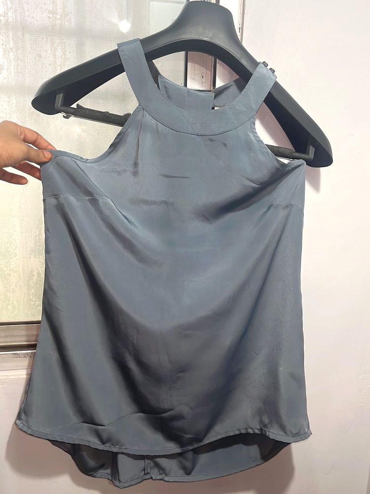 Grey HalterNeck Party Wear Top