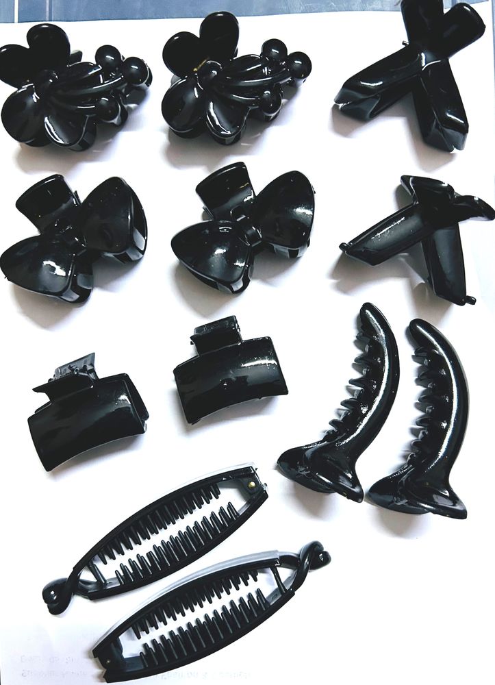 Hair Clutcher 12 Pcs Black Color