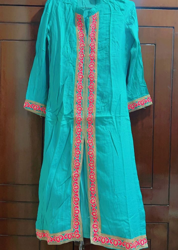 Teal And Pink Combination Kurta