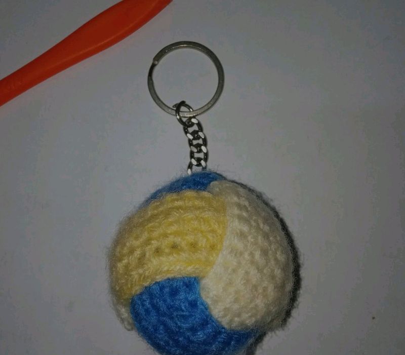 Volleyball Crochet Keychain