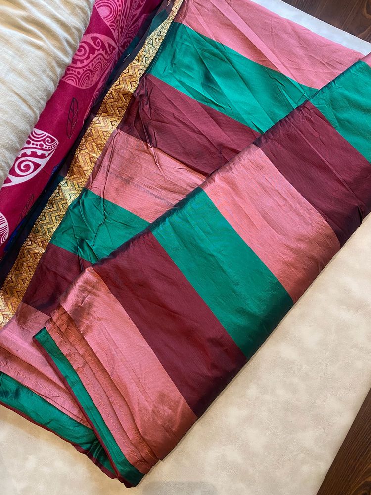 Beautiful Saree With Kancheevaram Border