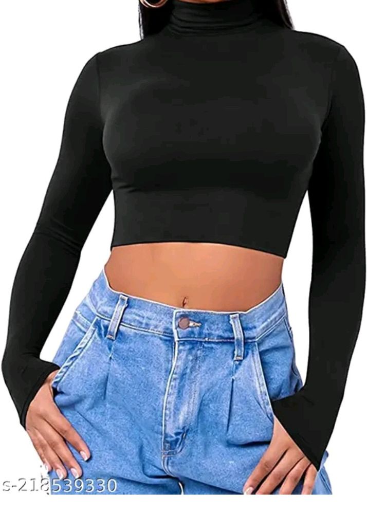 High Neck Full Sleevel Crop Top