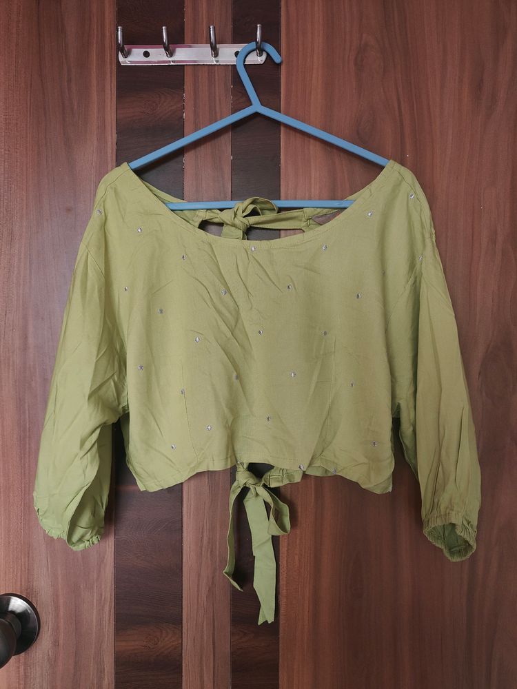 Lime Green Backless Blouse / Crop Top (Women)