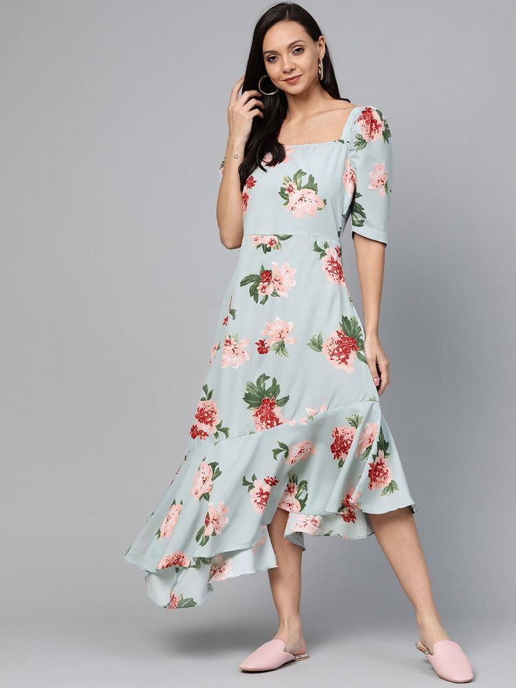 Pluss Flotal Print A-Line Dress