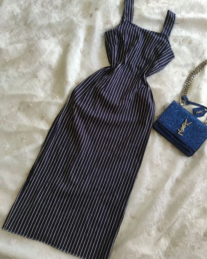 Striped Bodycon Dress With Pockets