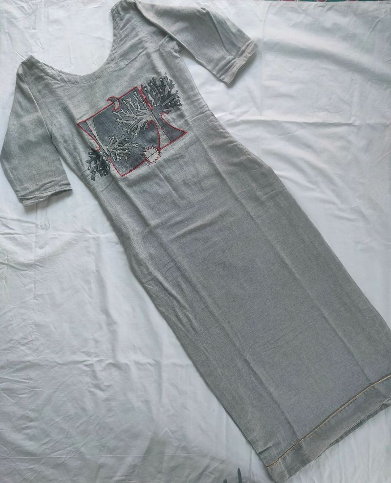 Grey Straight Kurti For Women