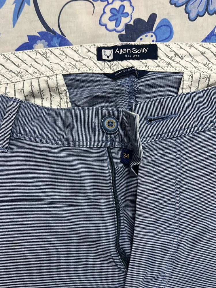 Light Blue Checked Slim Fit Pant