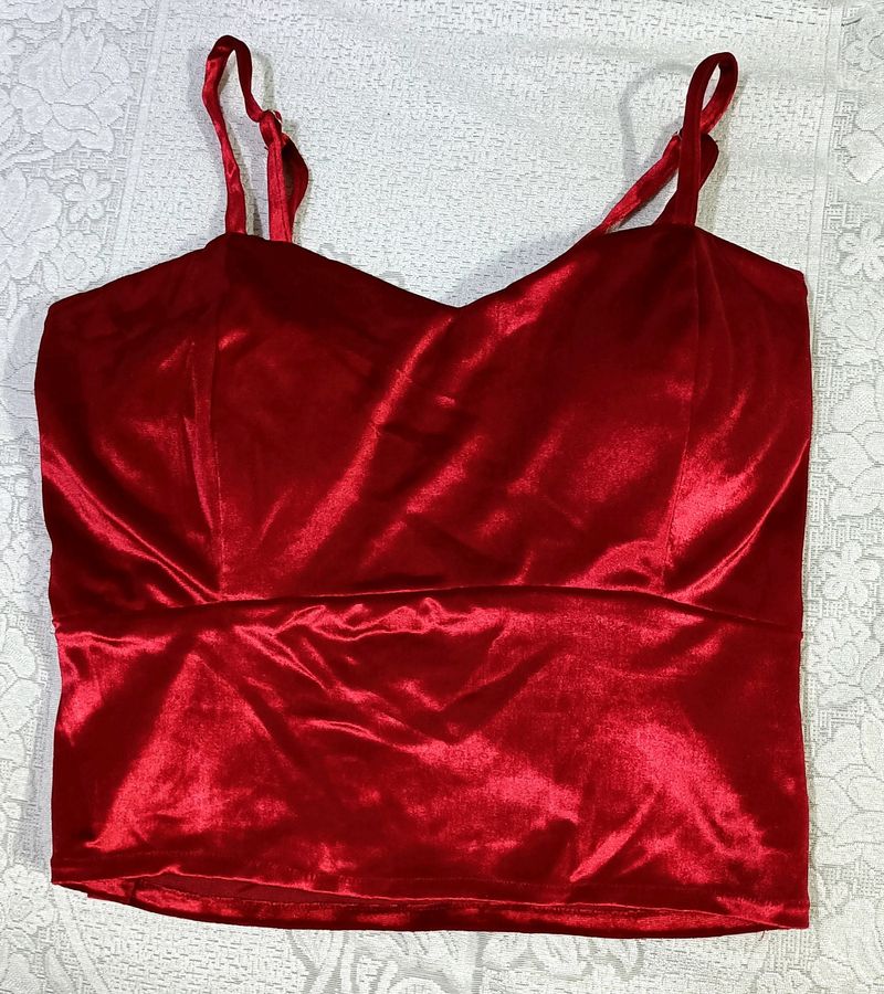 Red Velvet Sleevless Top