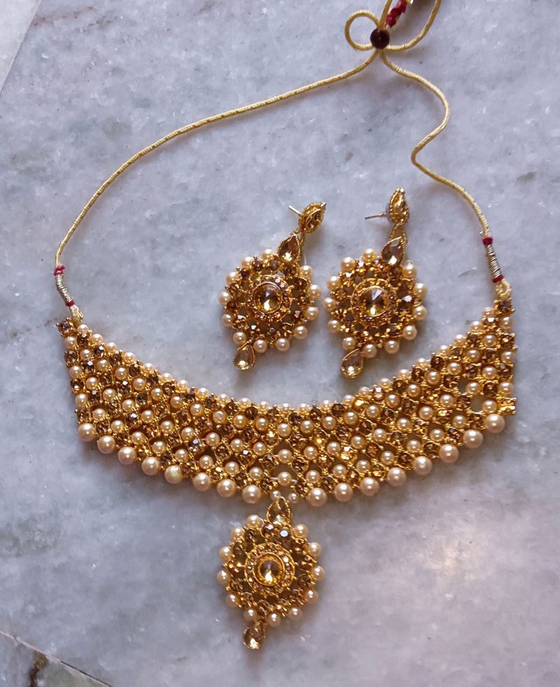 Golden Pearl Jwellery Set