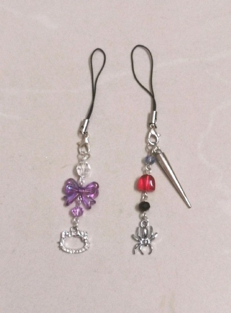 Hello Kitty And Spider Man Phone Charms