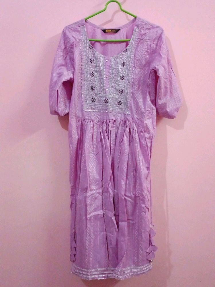 Lavender A Line Kurta Set With Sharara