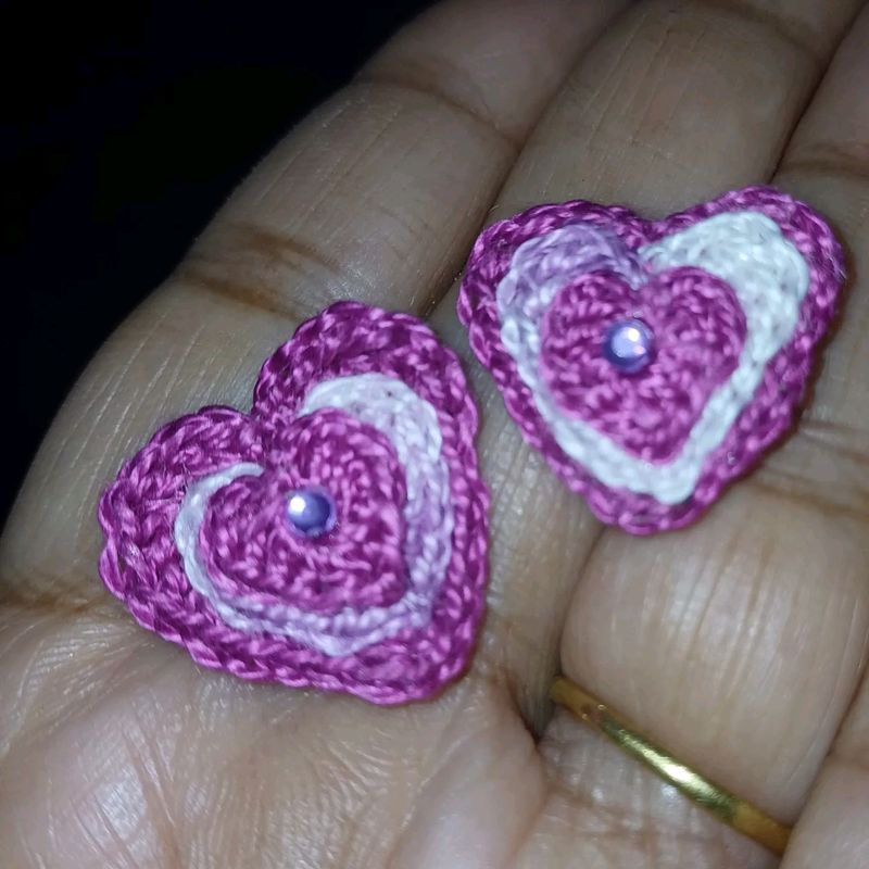 White And Pink Ear Studs