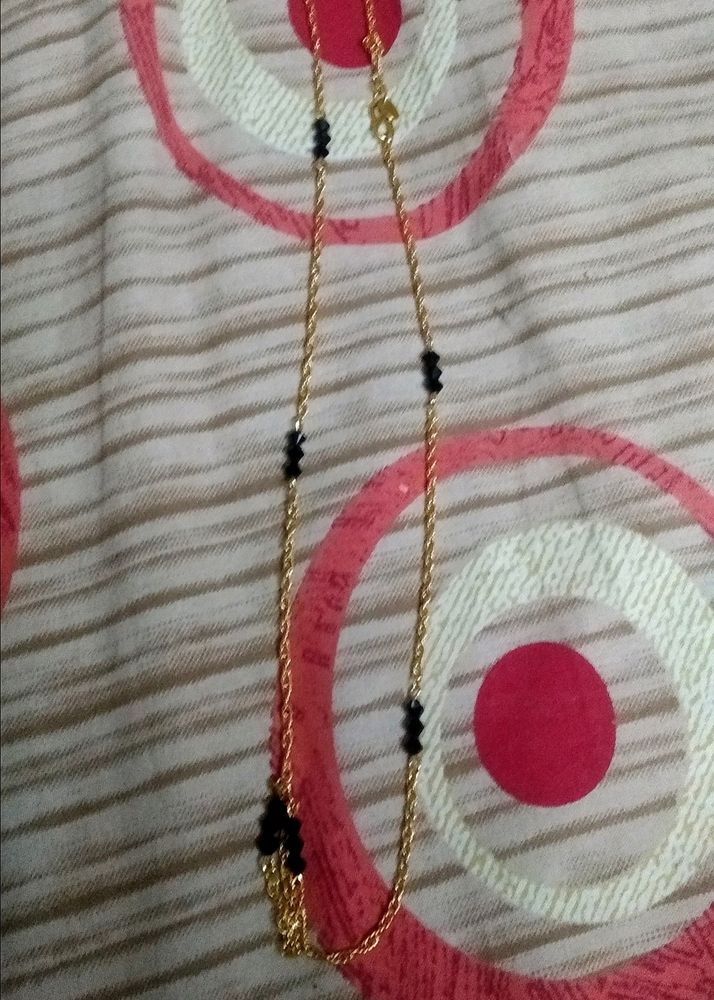 Golden Chain With Black Beads 🖤