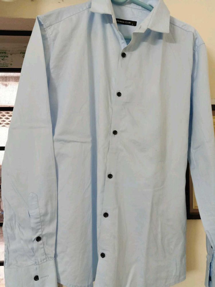 Mens Light Blue Plain Shirt Size 40