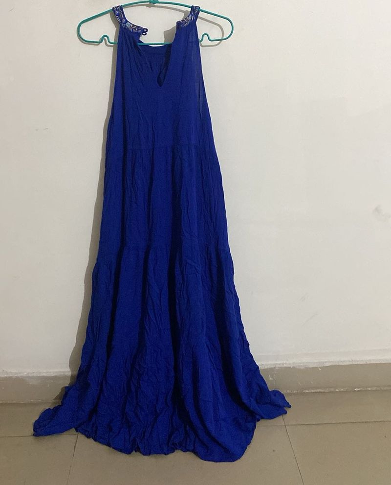 Royal Blue Long Flared  Kurta & Dress