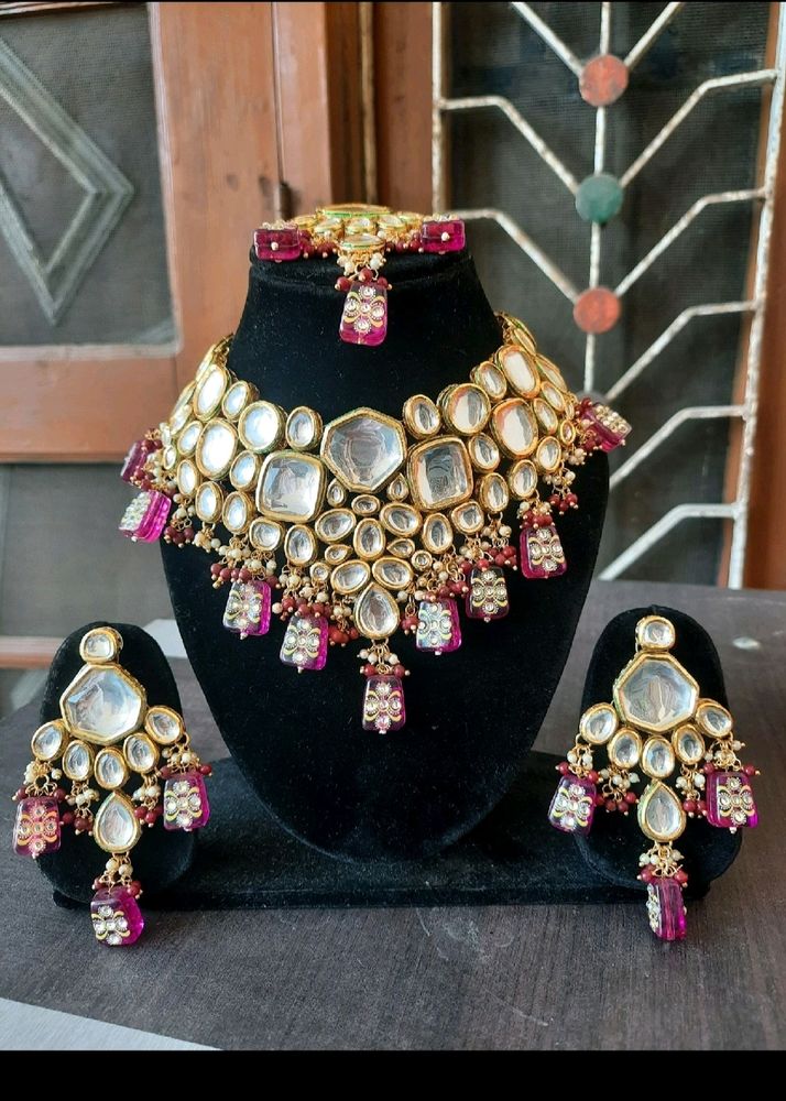 Purple Kundan Set