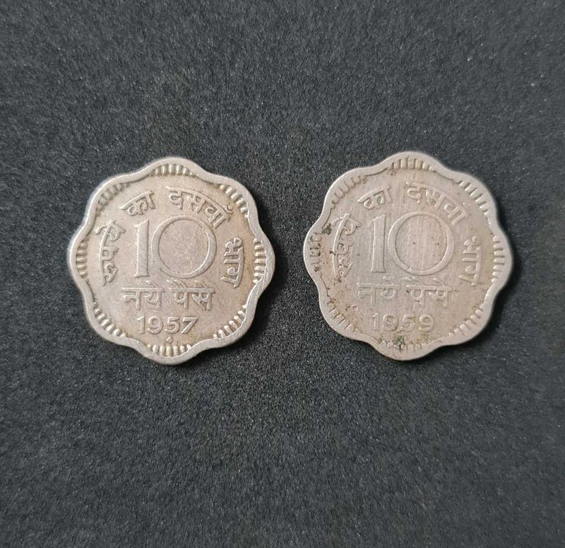 10 Naye Paise Coins of 1957 & 1959