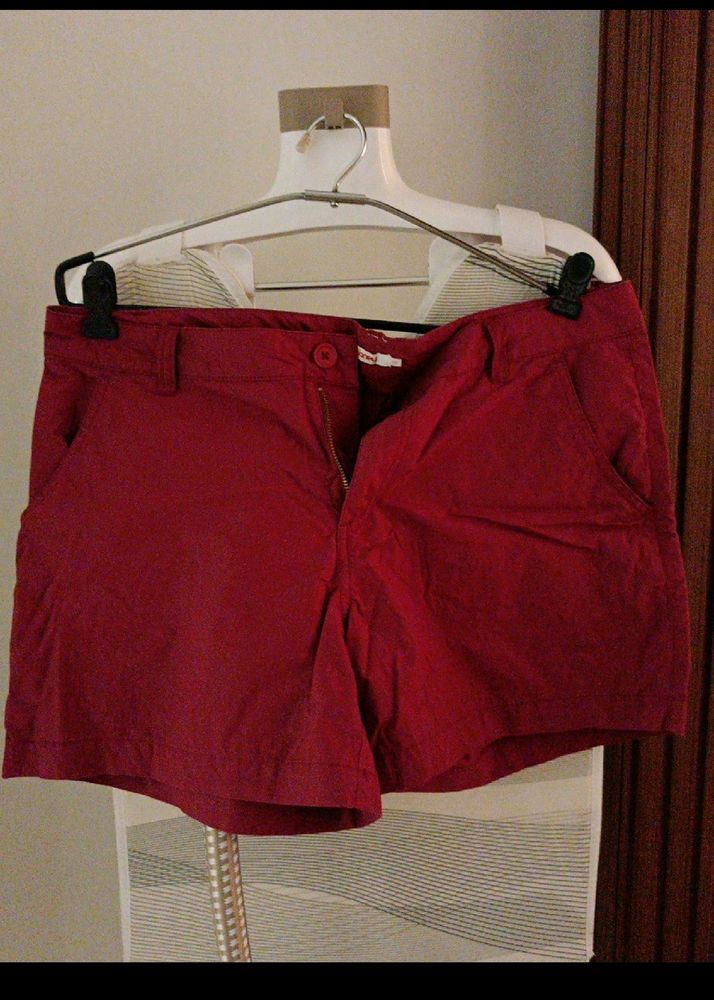 Maroon cotton shorts