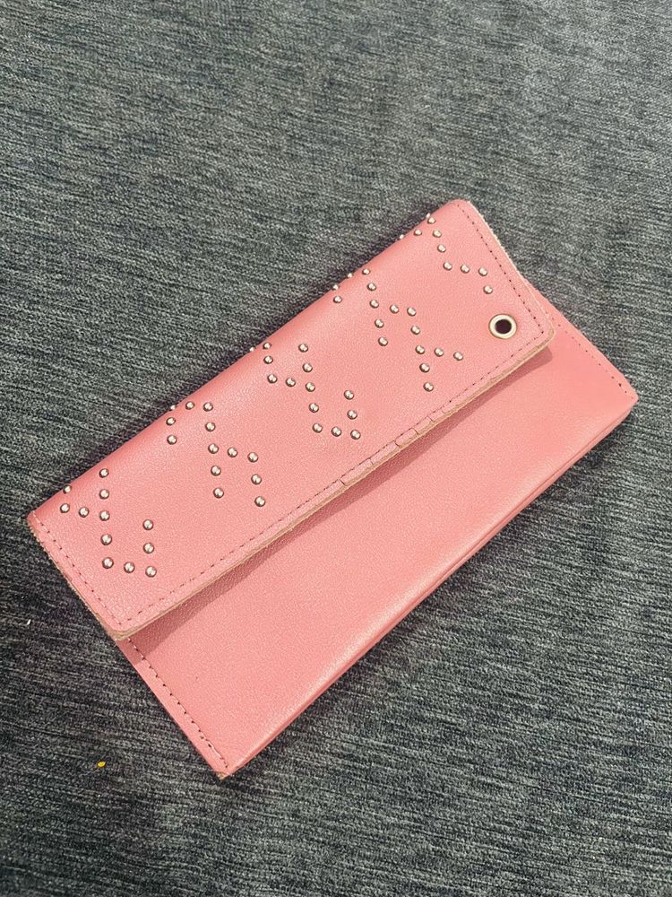 Peach Color Spacious Wallet