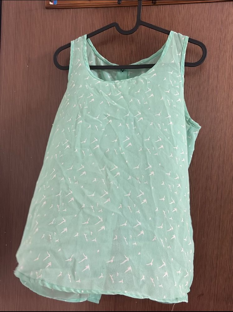 Perfect Sea Green Back Button Summery Top