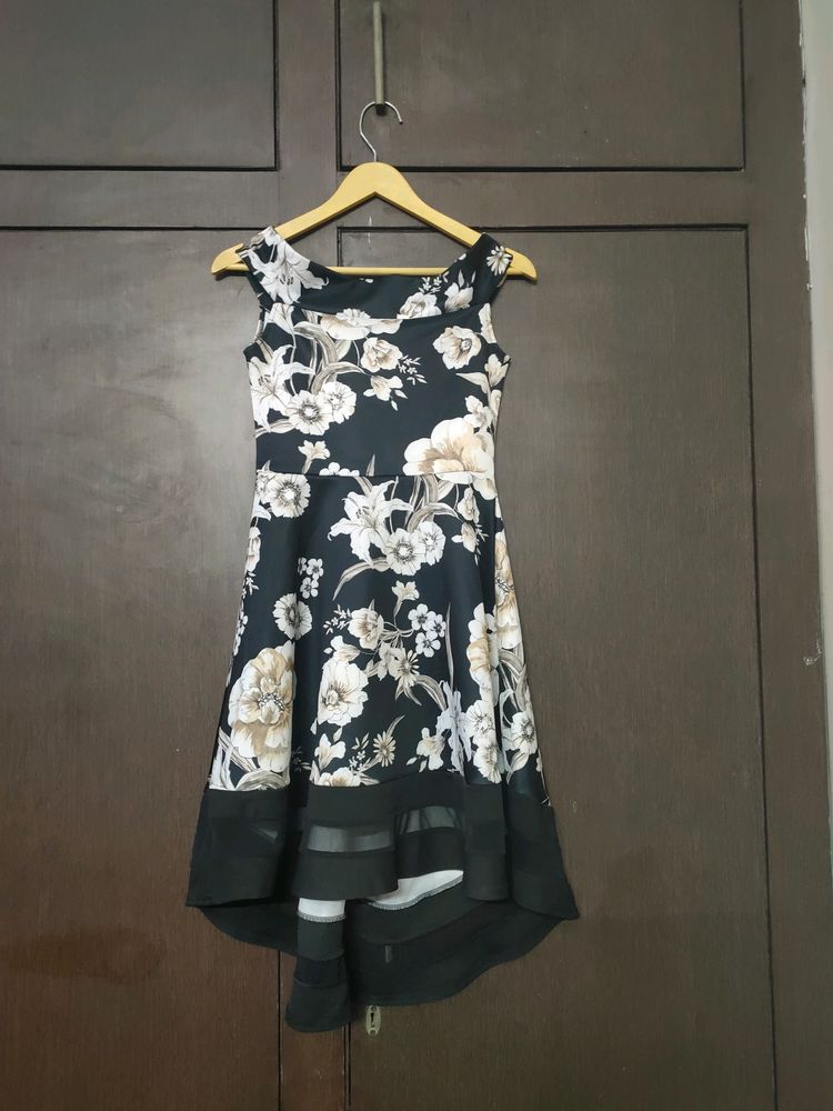 299RS Off Shoulder Cute Flower Print Dress