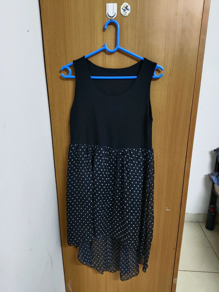 Black Polka High Low Dress