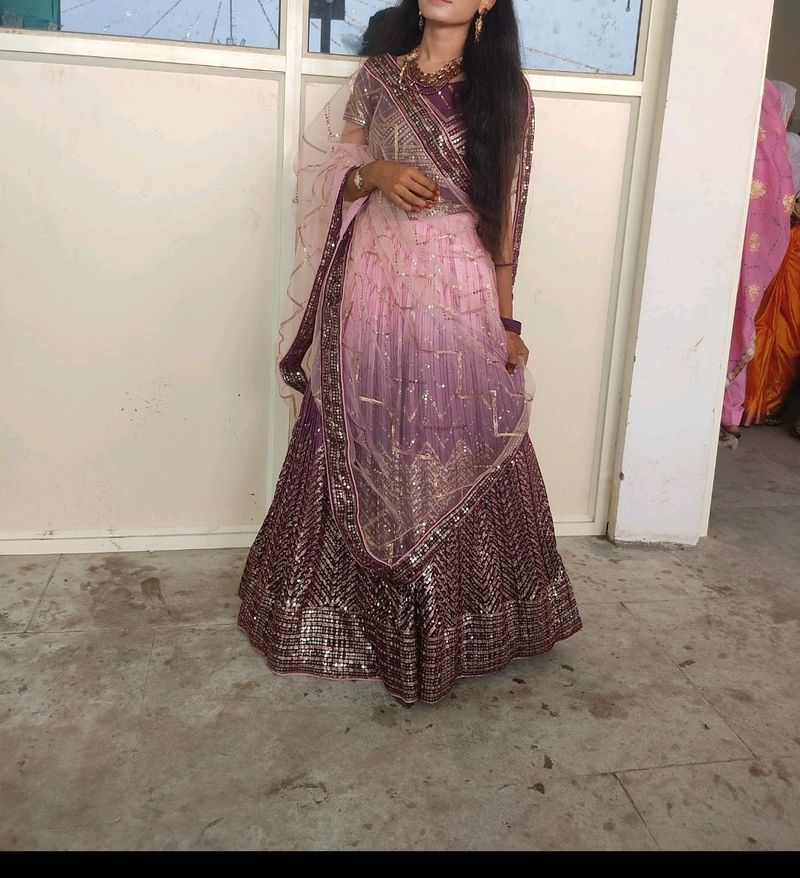 Purple Sequins Lahanga Choli