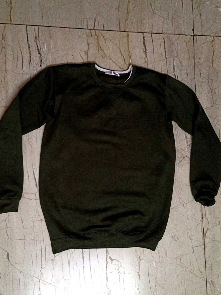 Zara Sweatshirt Olive Green Colour Causal Mens...