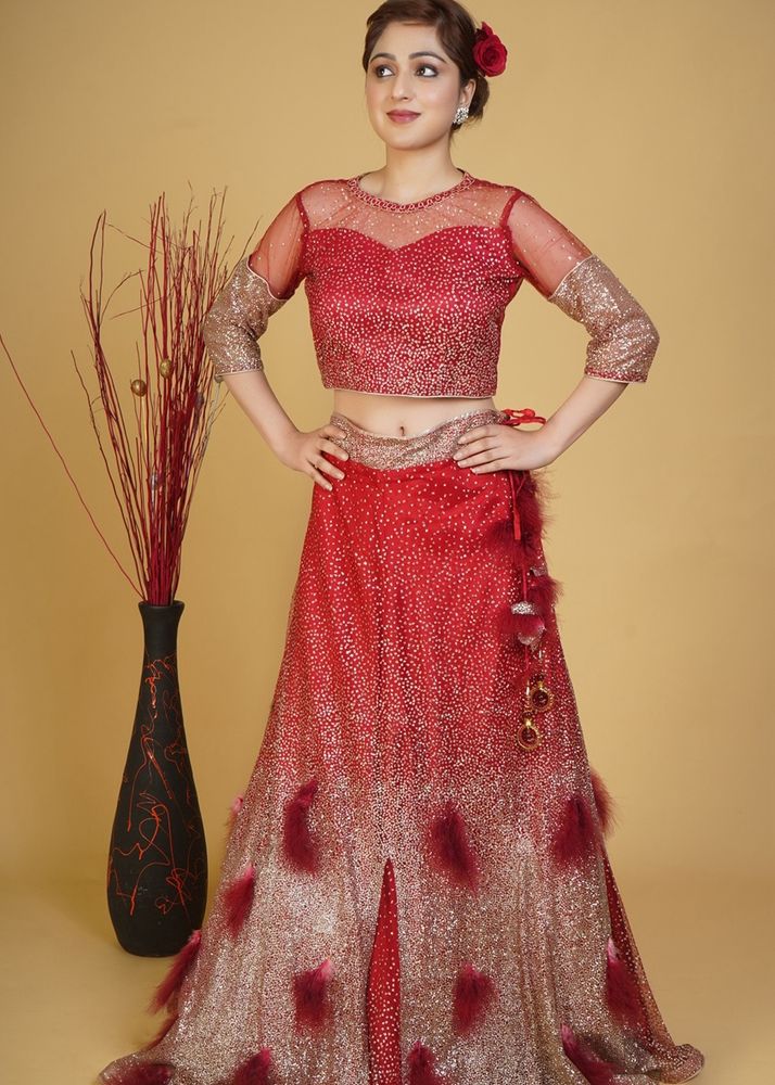 Cherry Red Lehenga Set