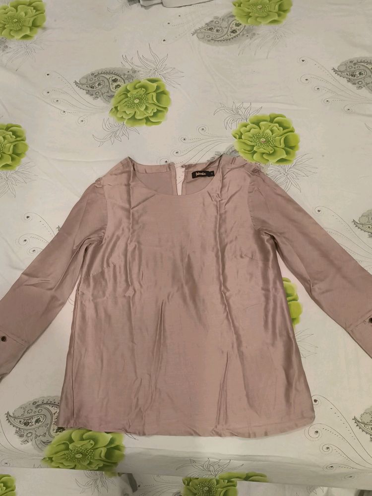 Tan Cotton Silk Top