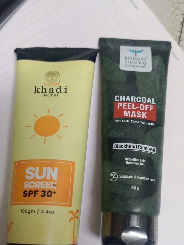 Charcoal Peel -Off Mask For Men And Khadi Sun Scre