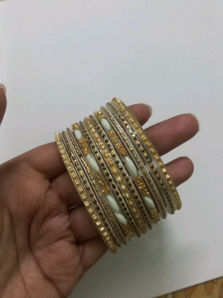 White Glass Bangles