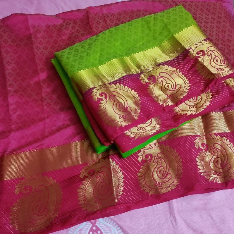 Green & Pink Colour Saare