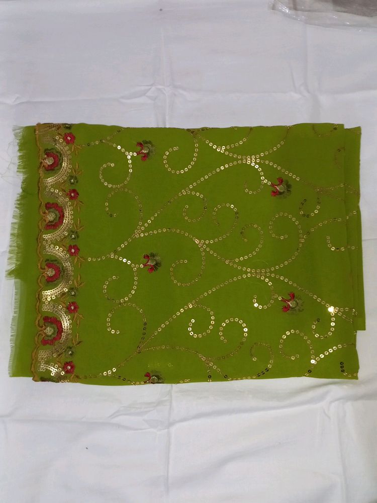 GREEN SEQUIN WORK EMBROIDED SAREE