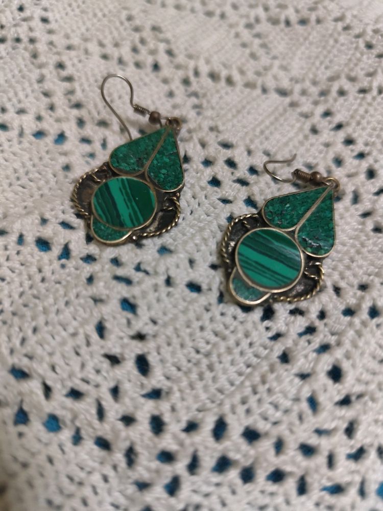 Antique Tibetan Green Danglers