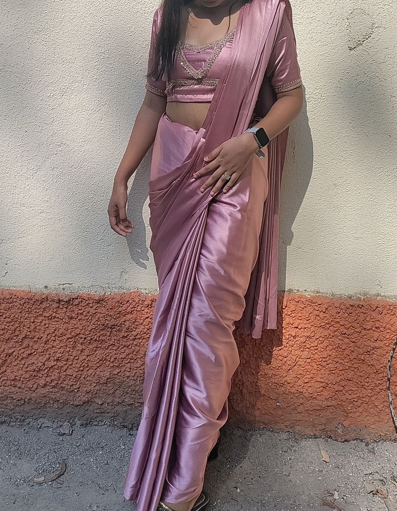 Saree With Designer Ready To Wear Blouse