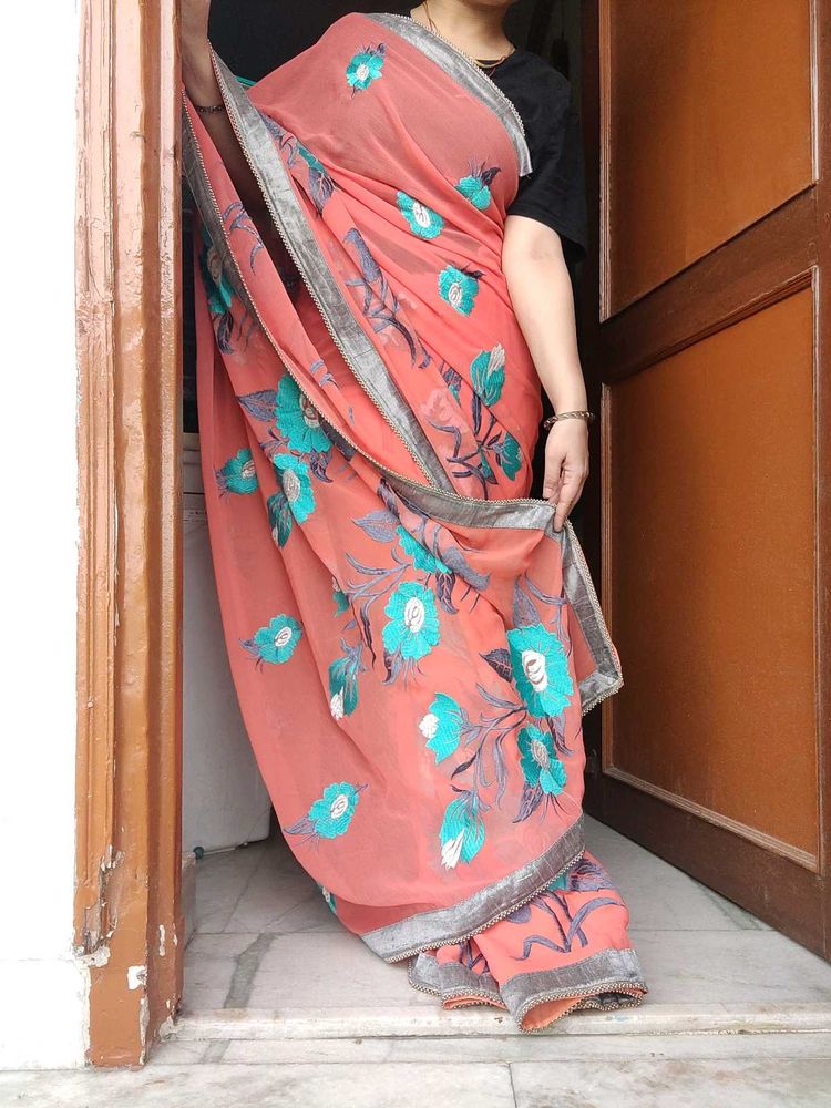 Peach Coloured Saree