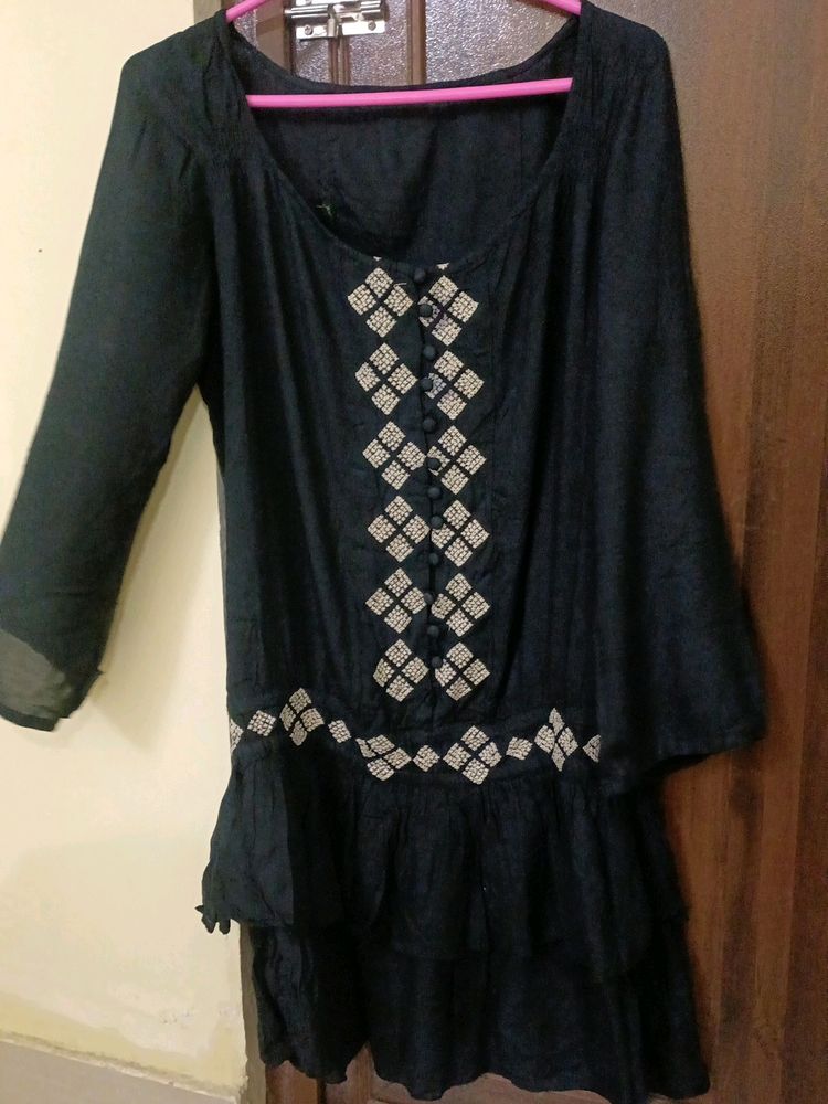Beautiful Black Layered Frock Top of L Size