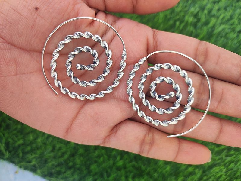 Spiral Earrings, Silver Plated Earrings