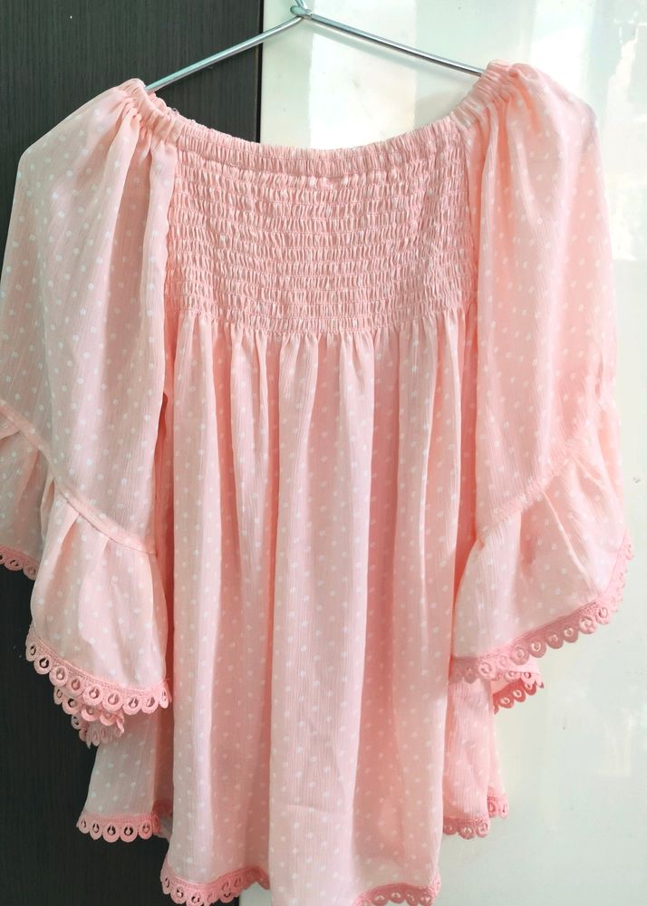 Baby Pink Off Shoulder Top