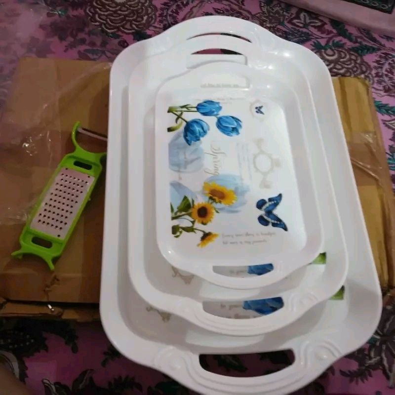 3 Pcs Of Tray With One Peeler Free