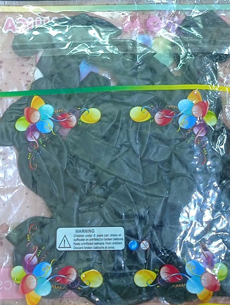 100 Pcs Black Colour Metallic Balloon