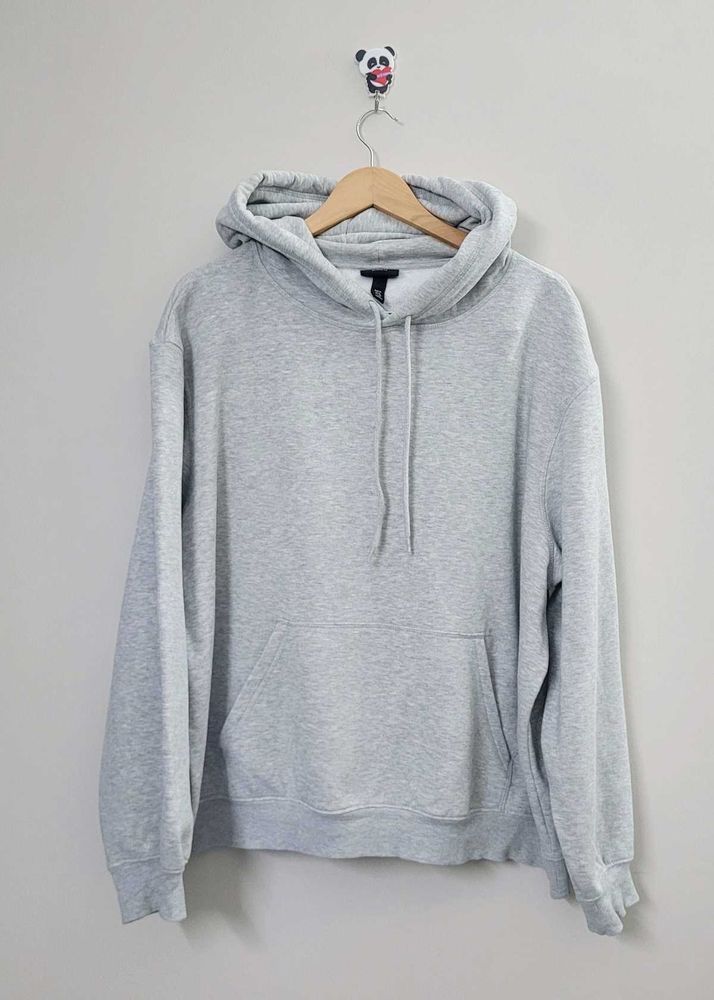 H&M Solid Grey Relaxed Fit Hoodie