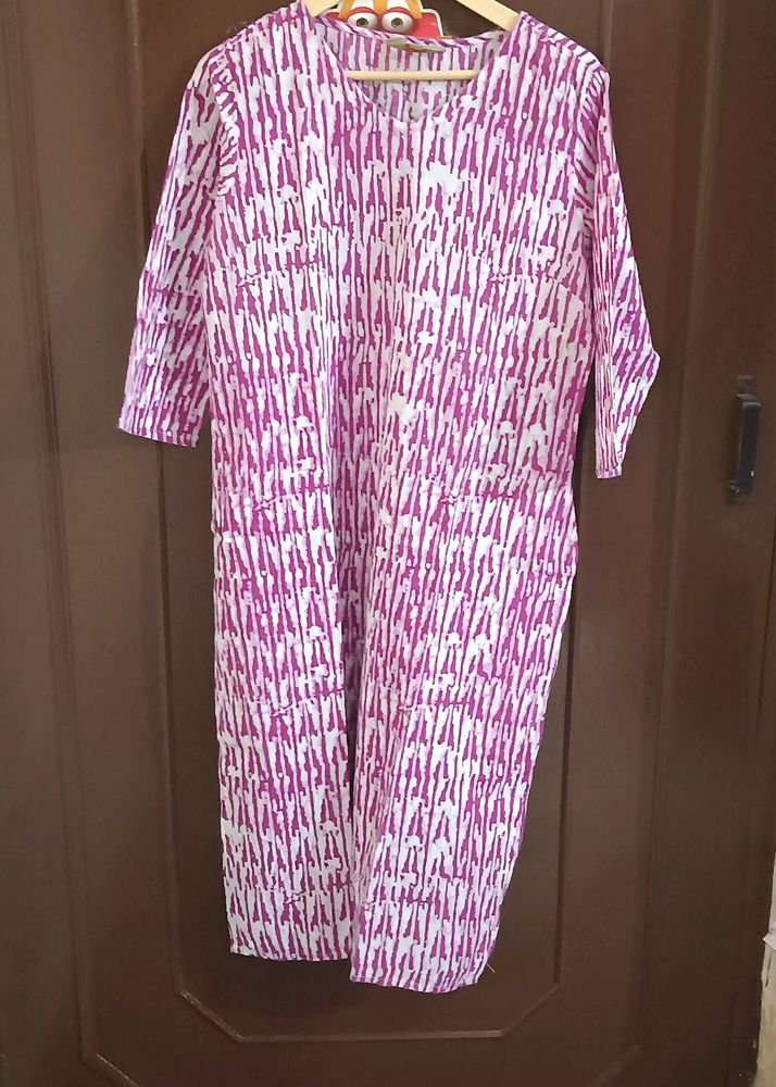 Pink And White Kurta