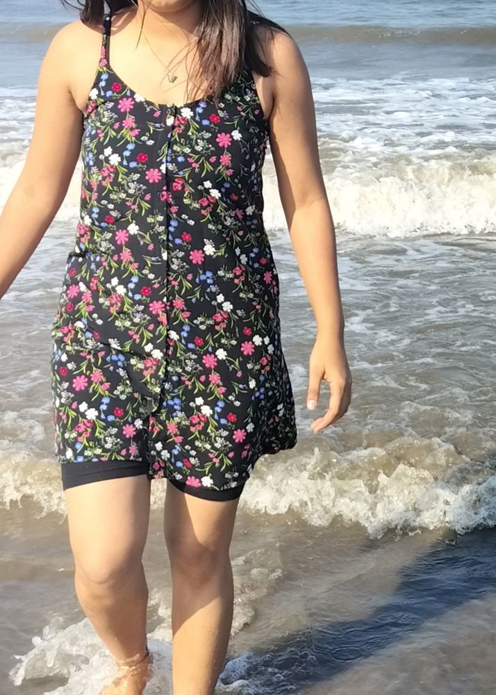 Floral Black 🖤 Beach 🏖️ Dress 👗