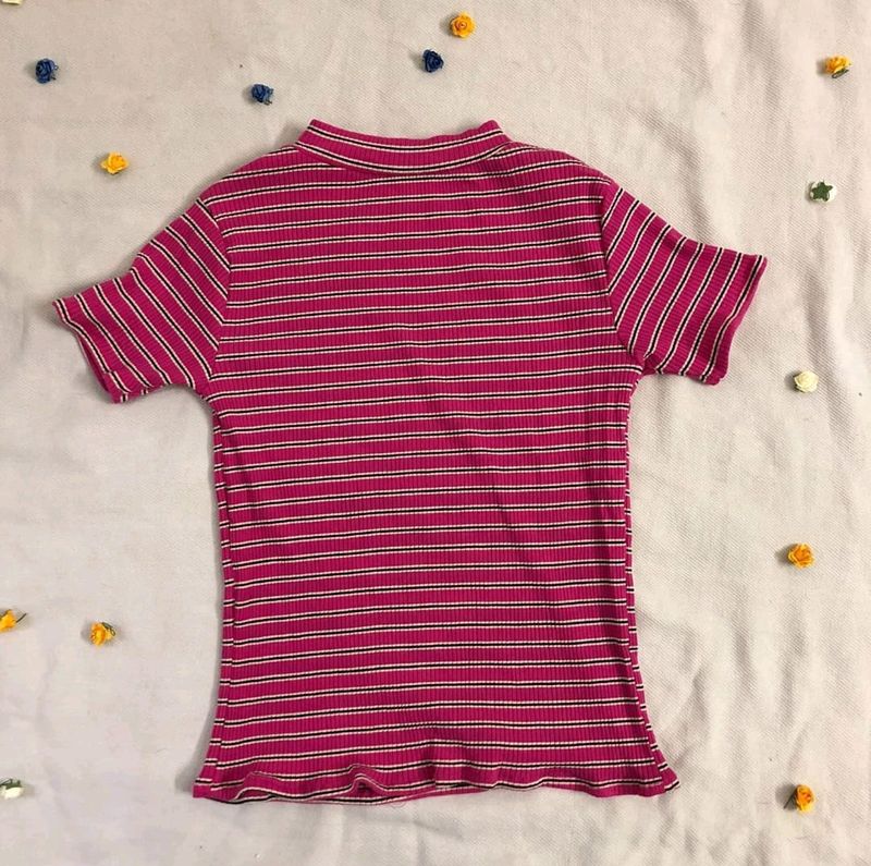 Magenta Ribbed Top