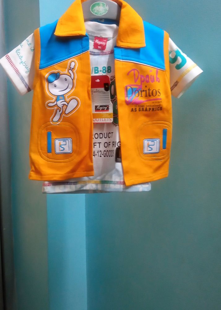 Stylist T Shirt With Jacket For 6 Month-2year Kids