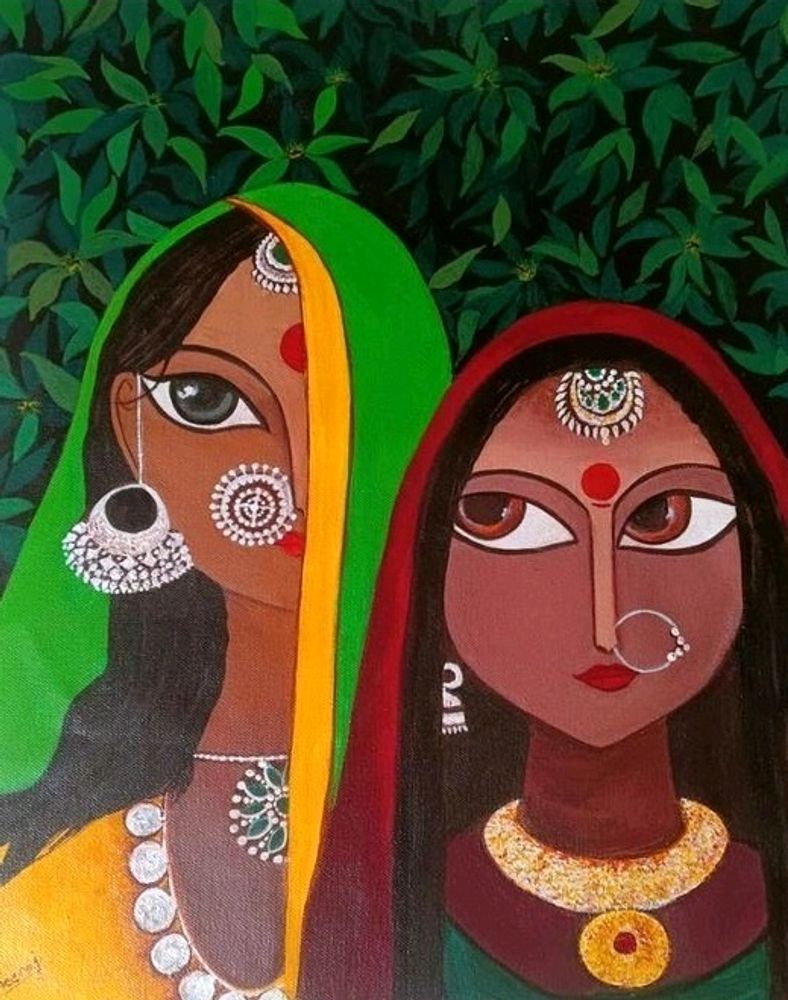 Traditional Indian Artwork On Canvas