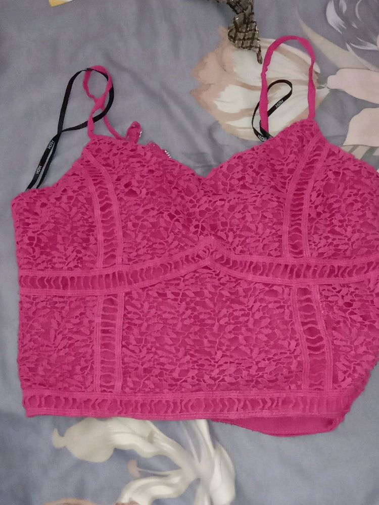 Rose Color Crop Top